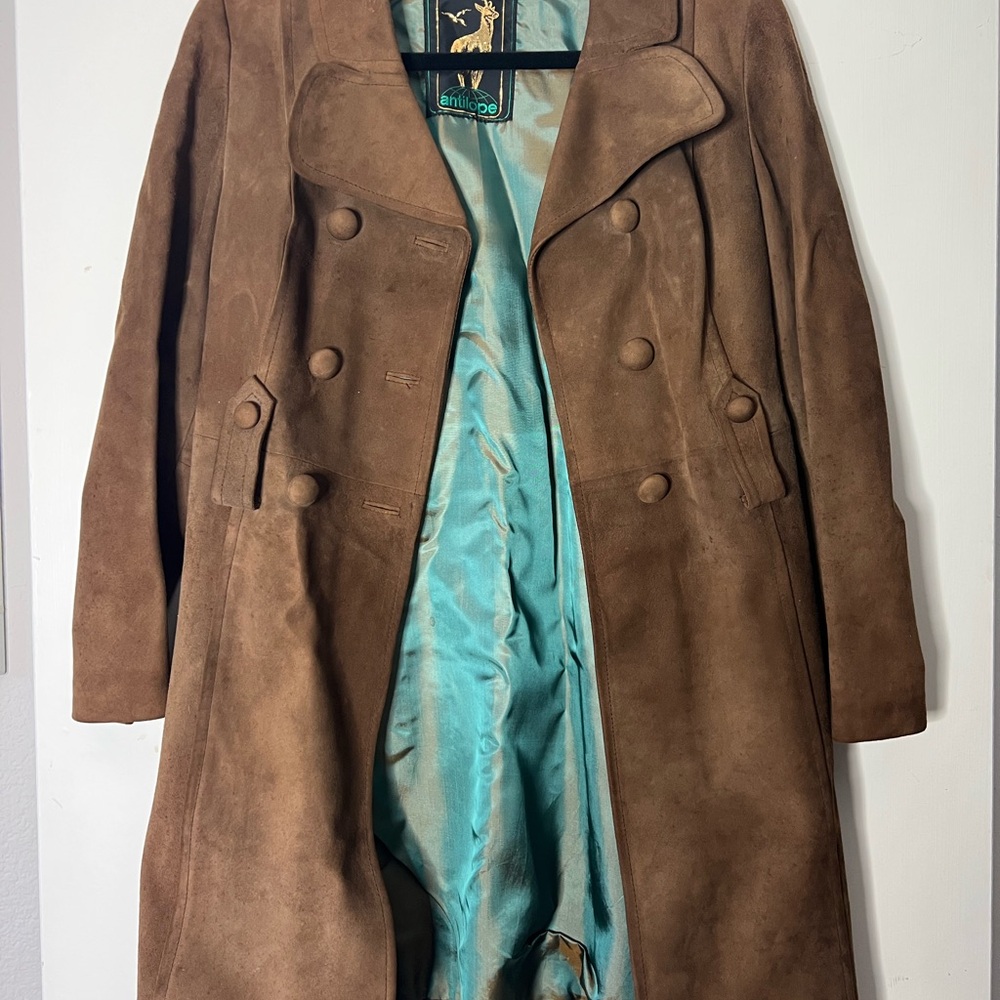 Vintage Dallara Antilope Suede Coat - Brown Italian Suede Double Breasted Long